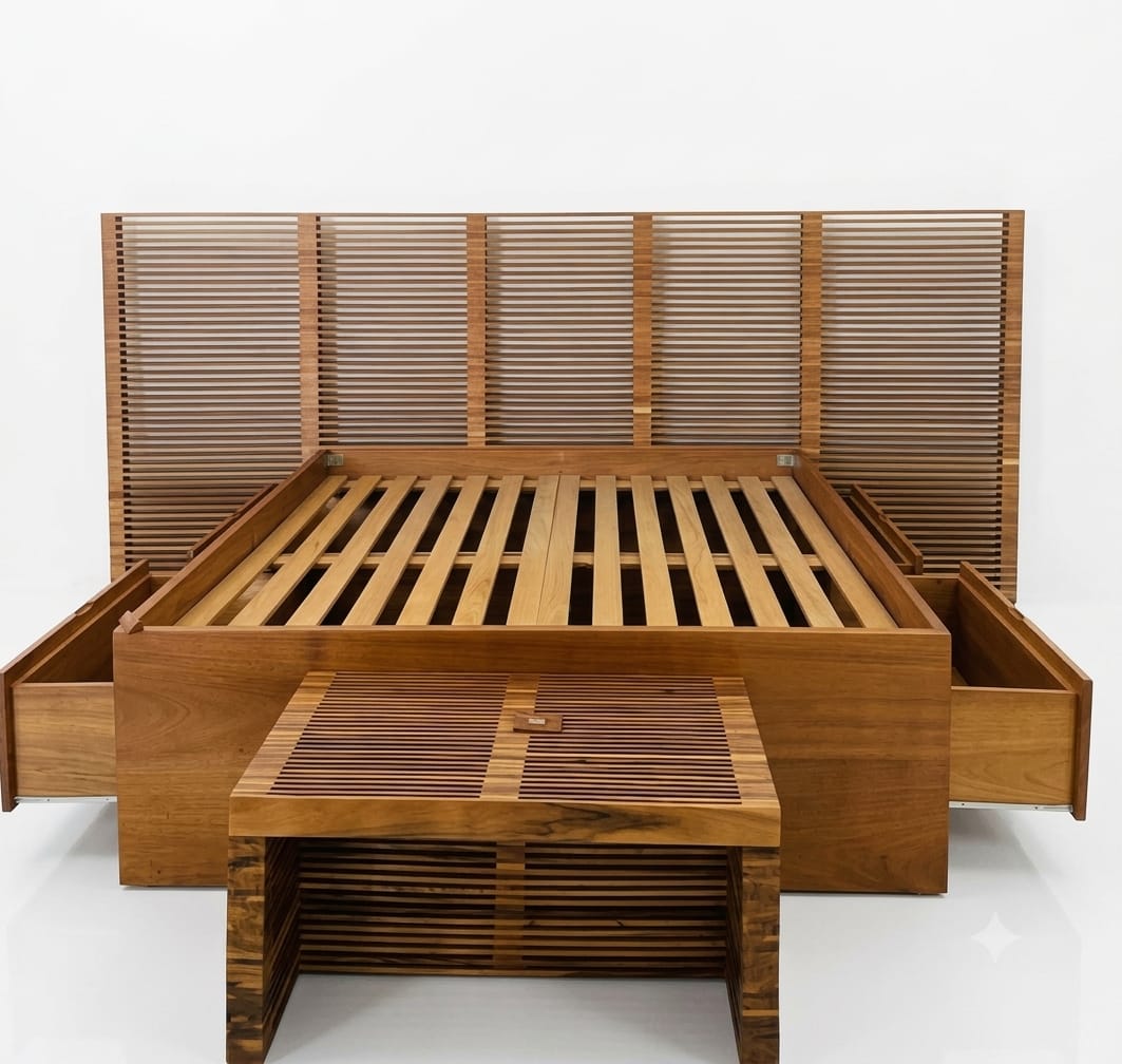 Cama de Casal em Tecido - Tecido Creme Bouclé