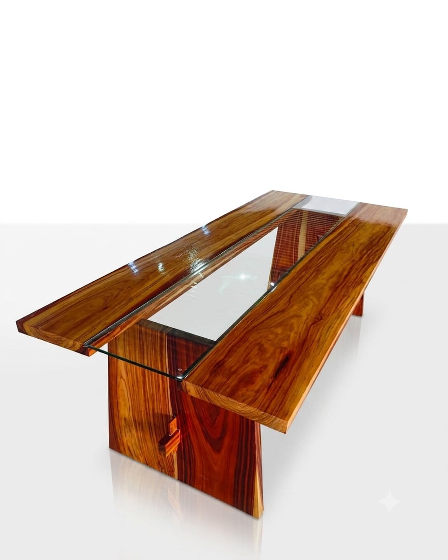 Mesa de Centro em Carvalho Efeito Mármore - Carvalho Natural & Mármore Branco